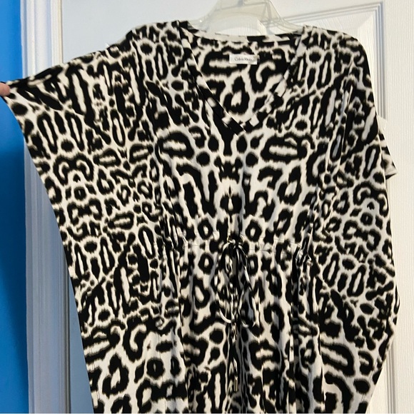 Calvin Klein Women’s Leopard Print Short Dolman Sleeve Tunic / Kaftan Top Size 6 - Picture 6 of 15